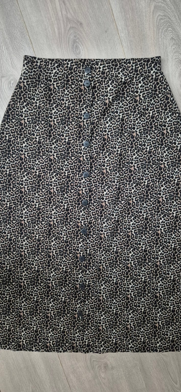 Geisha midi rok met knopen panterprint - mt 40, Maat 38/40 (M), Geisha, Zwart, Ophalen of Verzenden