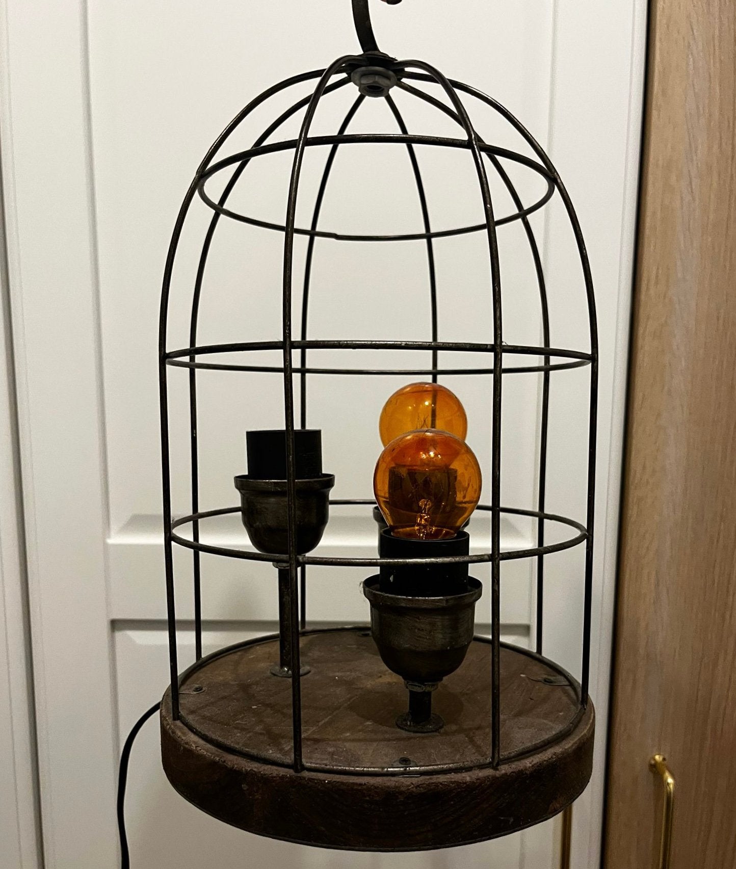 Unieke vintage kooilamp met mogelijkheid tot 3 lampen, Ophalen, Zo goed als nieuw, Vintage