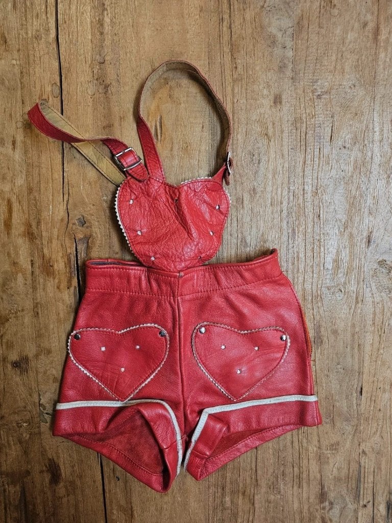 Kinder lederhosen rood