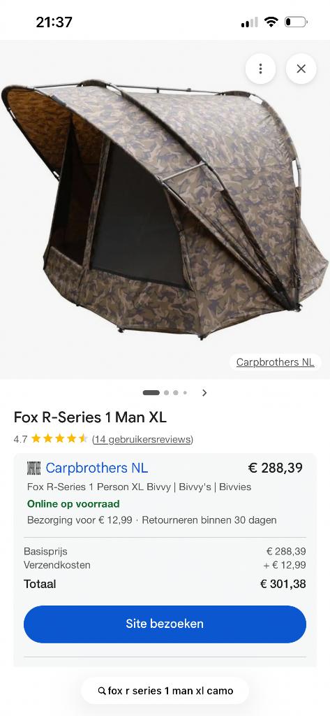 Fox R serie one dome camouflage, Ophalen of Verzenden, Zo goed als nieuw, Overige typen