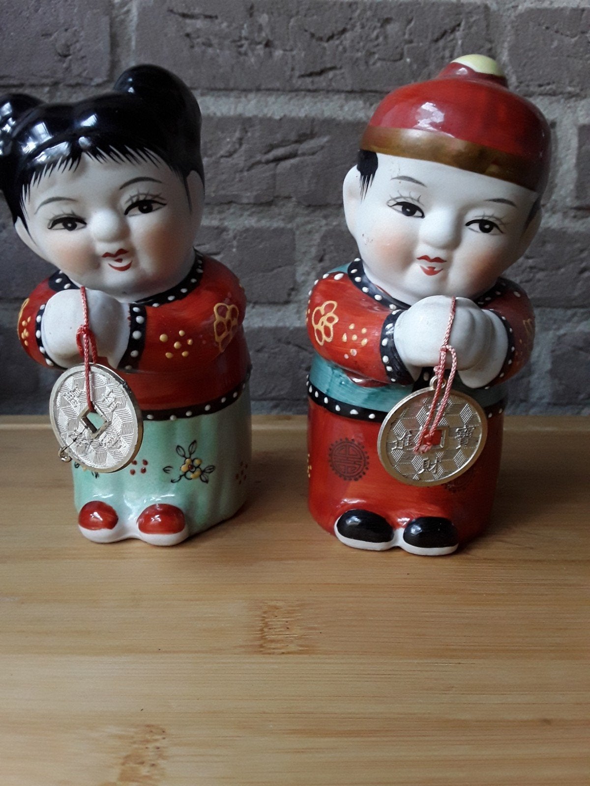 2 Chinese gelukspopjes   beeldjes., Ophalen of Verzenden