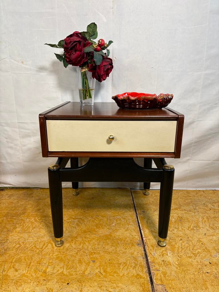 Gratis verzending!MidCentury Vintage teak bijzettafel 1950, 45 tot 60 cm, Minder dan 55 cm, GPlan, Vierkant