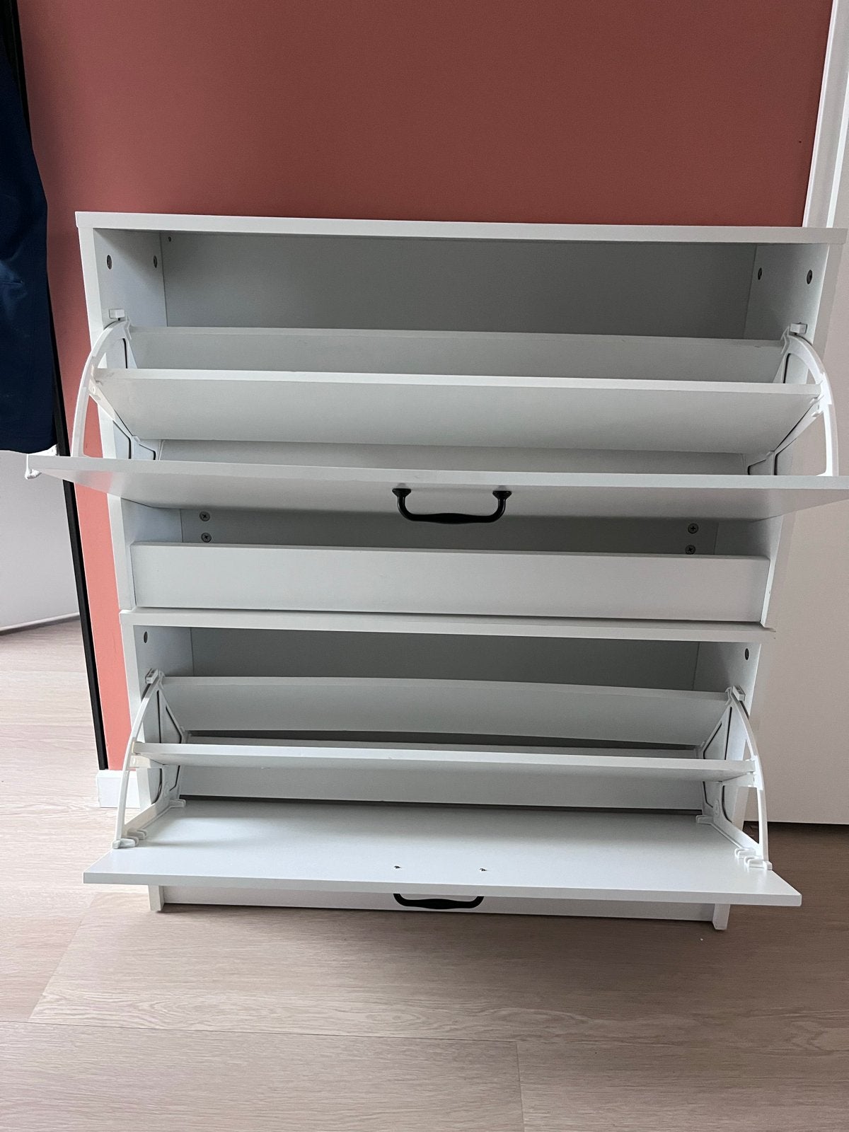 2x Witte schoenenkast met 2 niveus - 80x24x45,5 cm, Ophalen, Zo goed als nieuw