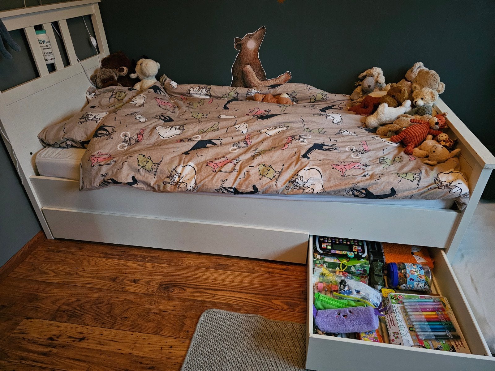 Eenpersoonsbed met opberglades, Ophalen, Gebruikt, 90 cm, Eenpersoons