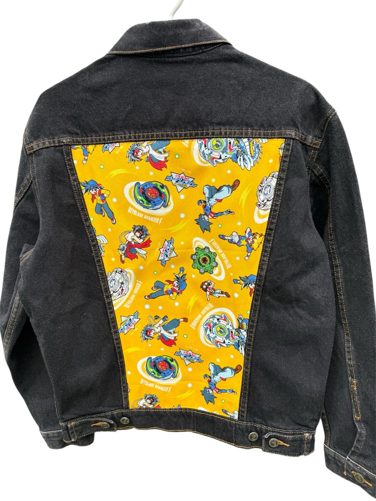 Unieke Upcycled Beyblade Denim Jas, Ophalen of Verzenden, Zo goed als nieuw, Maat 36 (S), Zwart