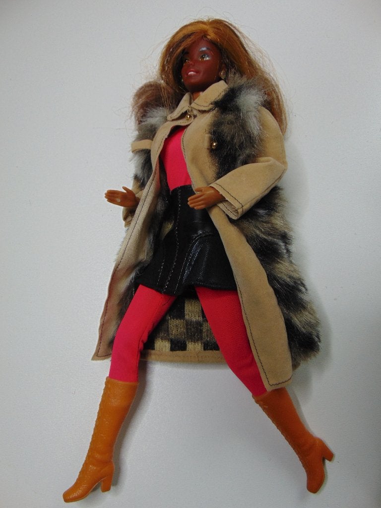 Barbie outfit 1971 Suède en bont #3491, Verzenden, Gebruikt, Kleertjes