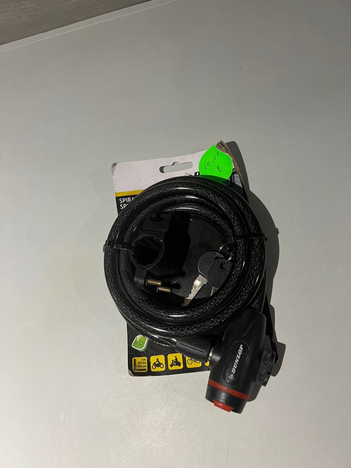 Spiraalslot Dunlop met sleutel zwart, Nieuw, Ophalen of Verzenden, Nvt, Apparatuur