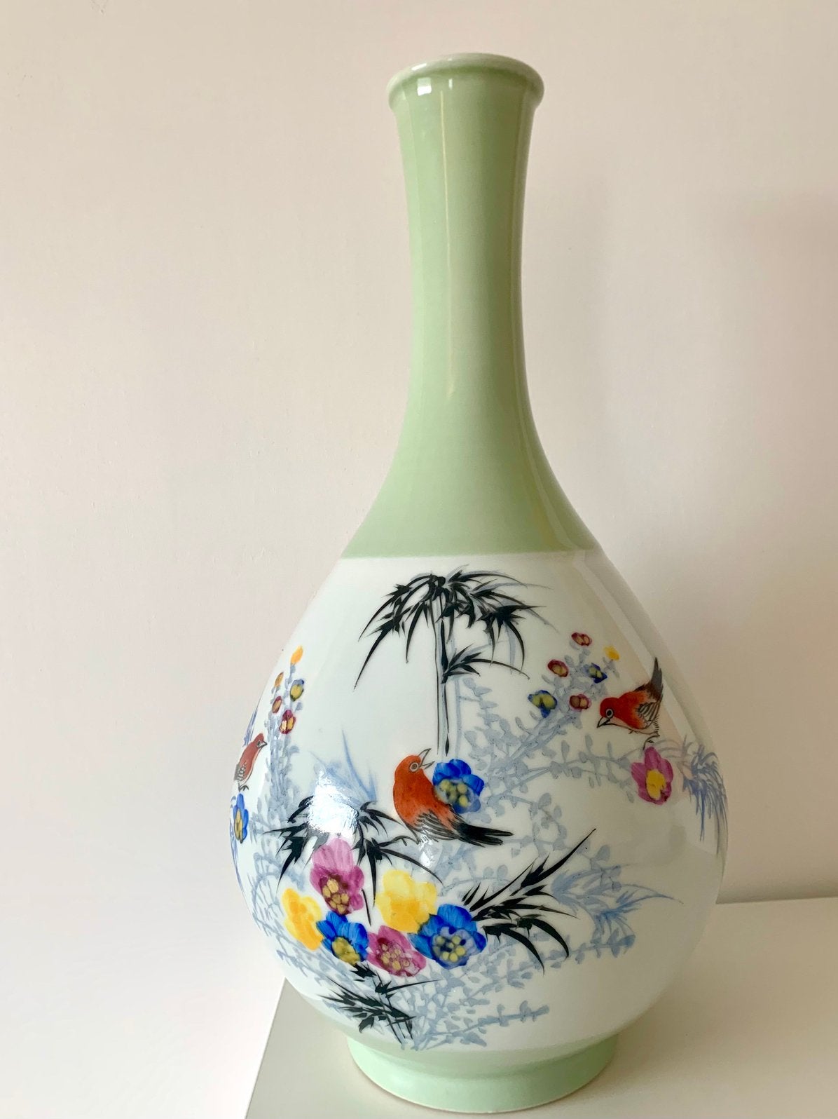 Vaas beschilderd met vogels, aziatische kunst, Ophalen of Verzenden