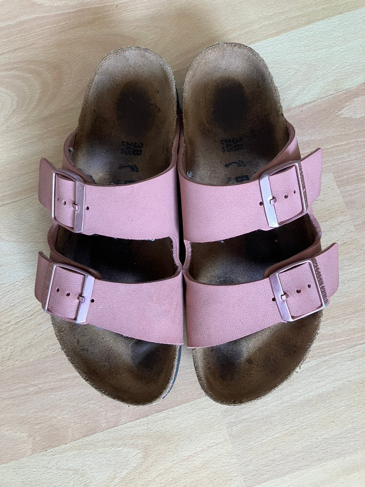 Birkenstock oudroze leren slippers mt 38 izgs, Slippers, Overige kleuren, Ophalen of Verzenden, Gedragen