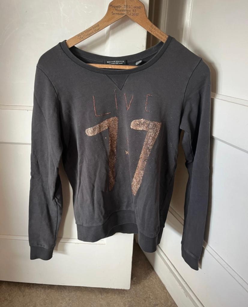 Maison Scotch trui taupe met knoopjes maat S, Kleding | Dames, Ophalen of Verzenden, Zo goed als nieuw, Maat 38/40 (M), Bruin