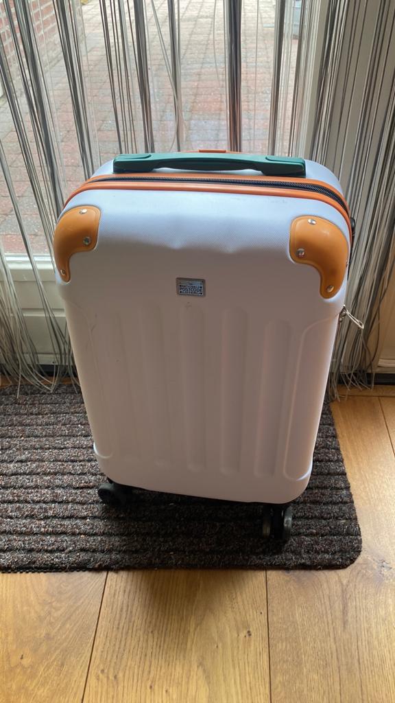 Koffer postcodeloterij met 4 wieltjes, Wieltjes, Gebruikt, 50 tot 60 cm, Hard kunststof