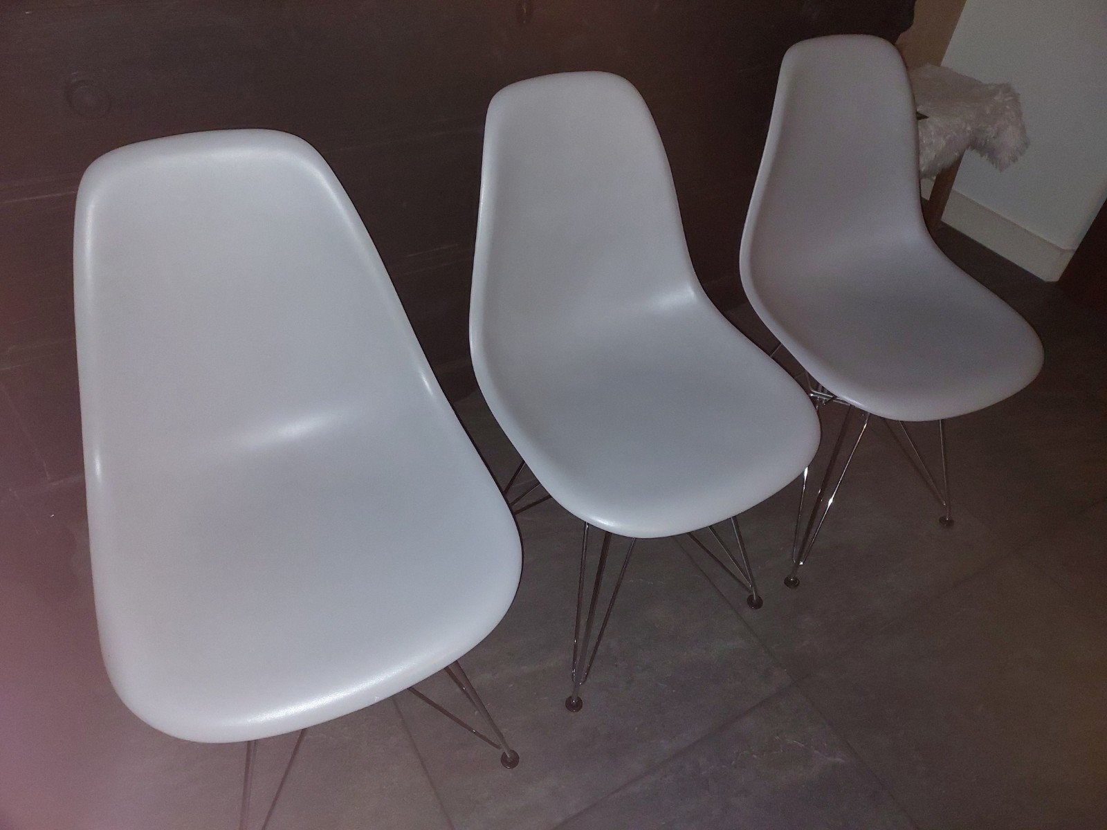 Zes Eames chairs Eiffeltorenframe, fabrikaat Vitra, Ophalen of Verzenden, Gebruikt, Grijs, Vijf, Zes of meer stoelen