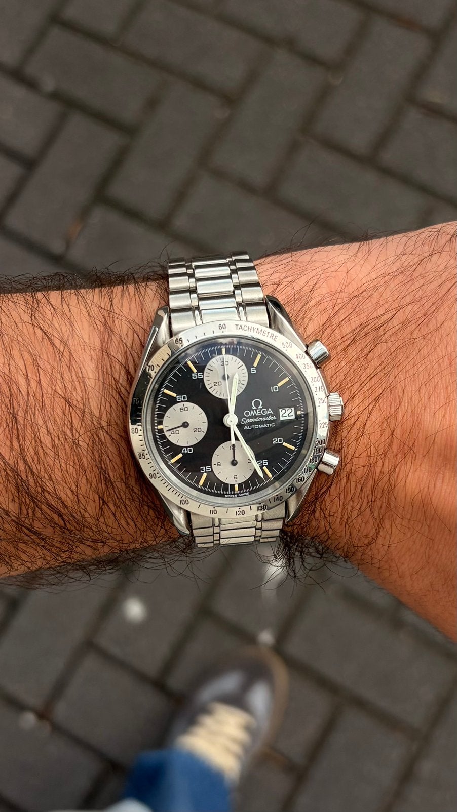 Omega Speedmaster Date ‘Reversed Panda’, Ophalen, Staal, Staal, Polshorloge