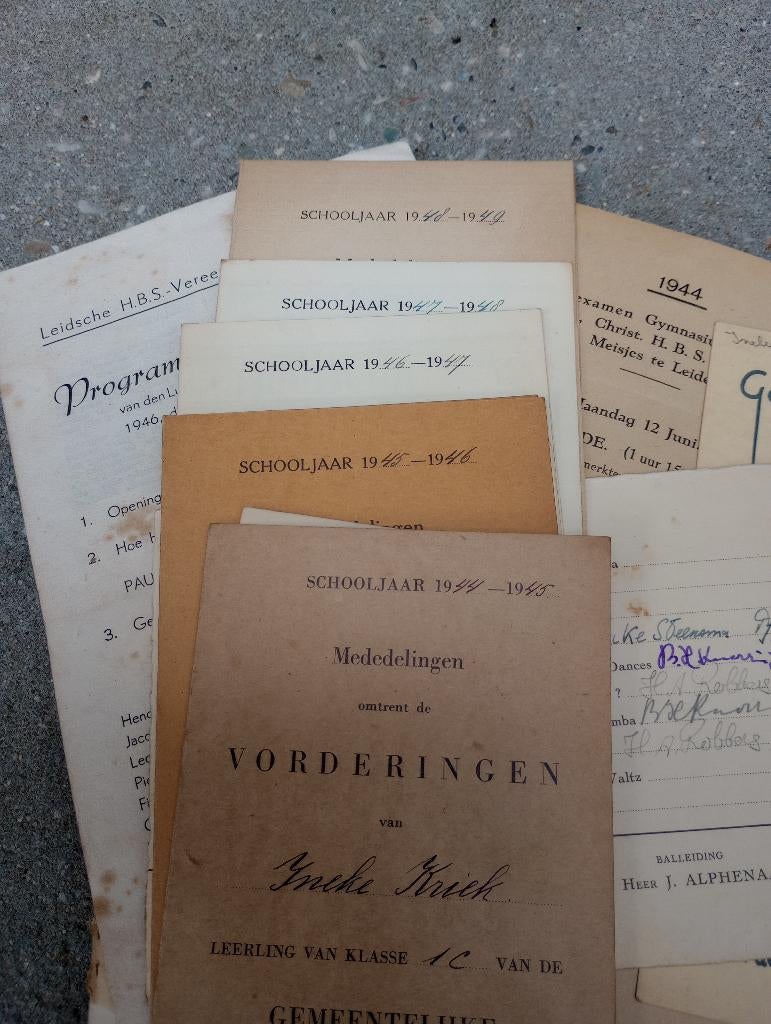 1944-1953 div Documenten HBS jubileum / Universiteit Leiden, Verzenden, Gebruikt