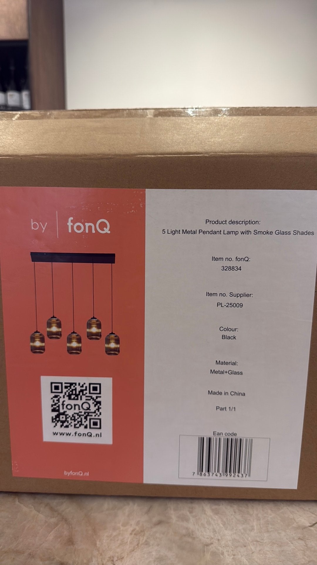 FonQ hanglamp nieuw, Ophalen, Nieuw, Glas, E27 (groot)