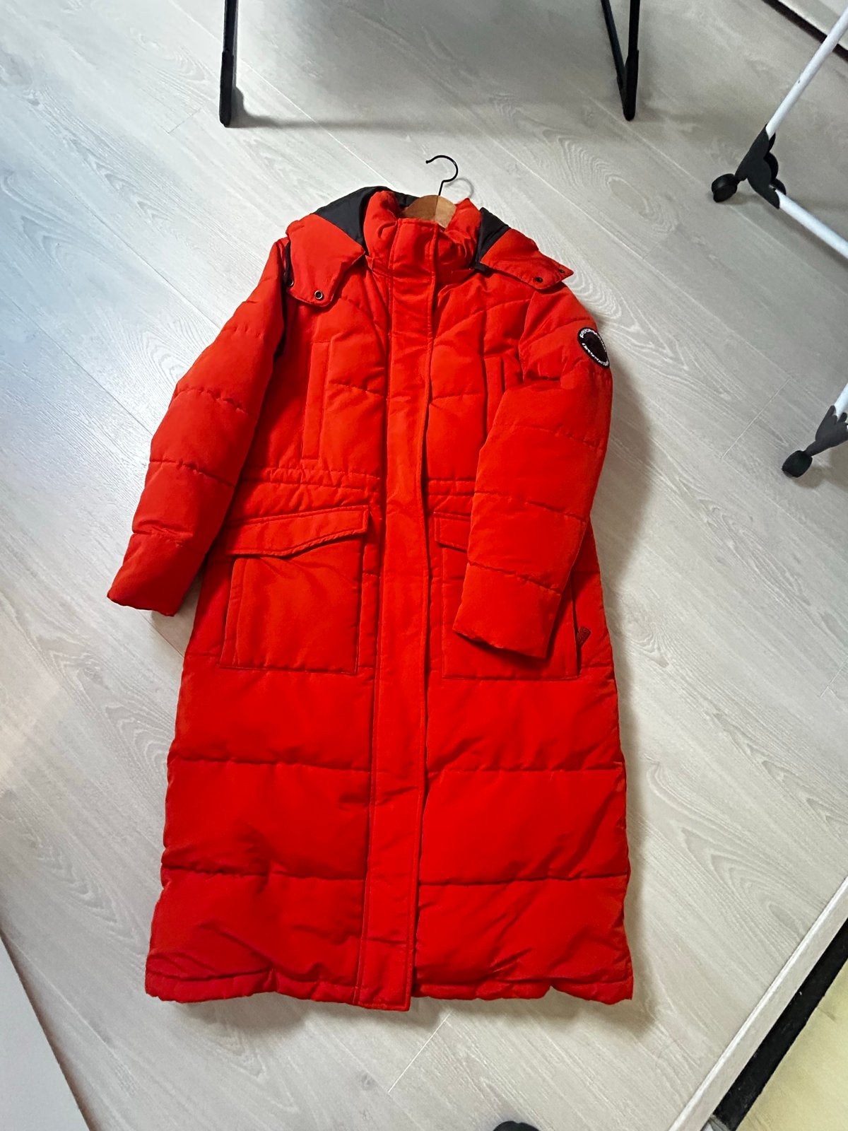 Superdry Everest lange pufferjas in oranje - Maat 42/44 (L), Ophalen of Verzenden, Zo goed als nieuw, Maat 42/44 (L), Oranje