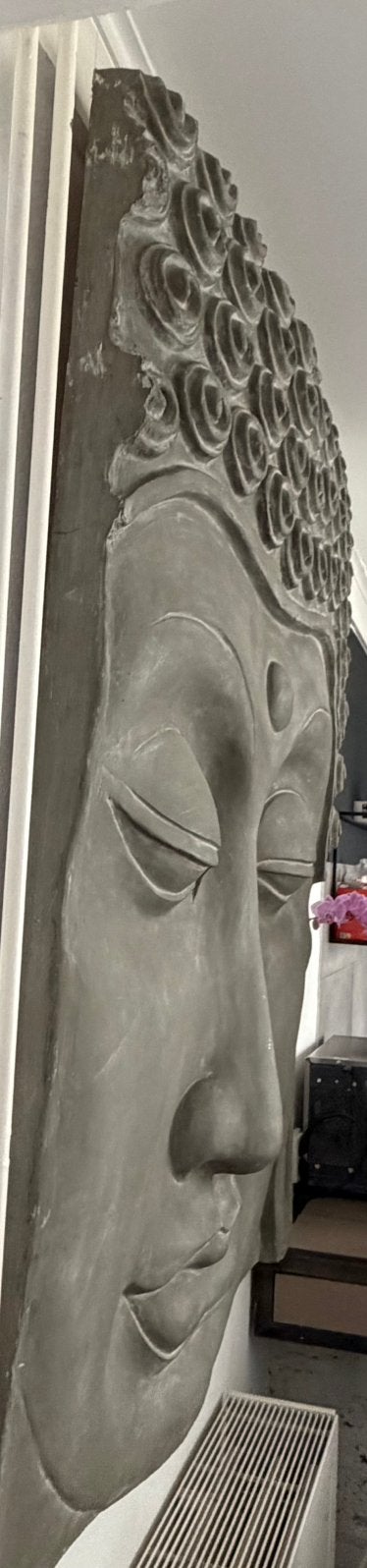 XXL Wandpaneel Boeddha 110x145cm - Fiberstone - Beton Look, Ophalen of Verzenden, Nieuw, Composieten, Grijs
