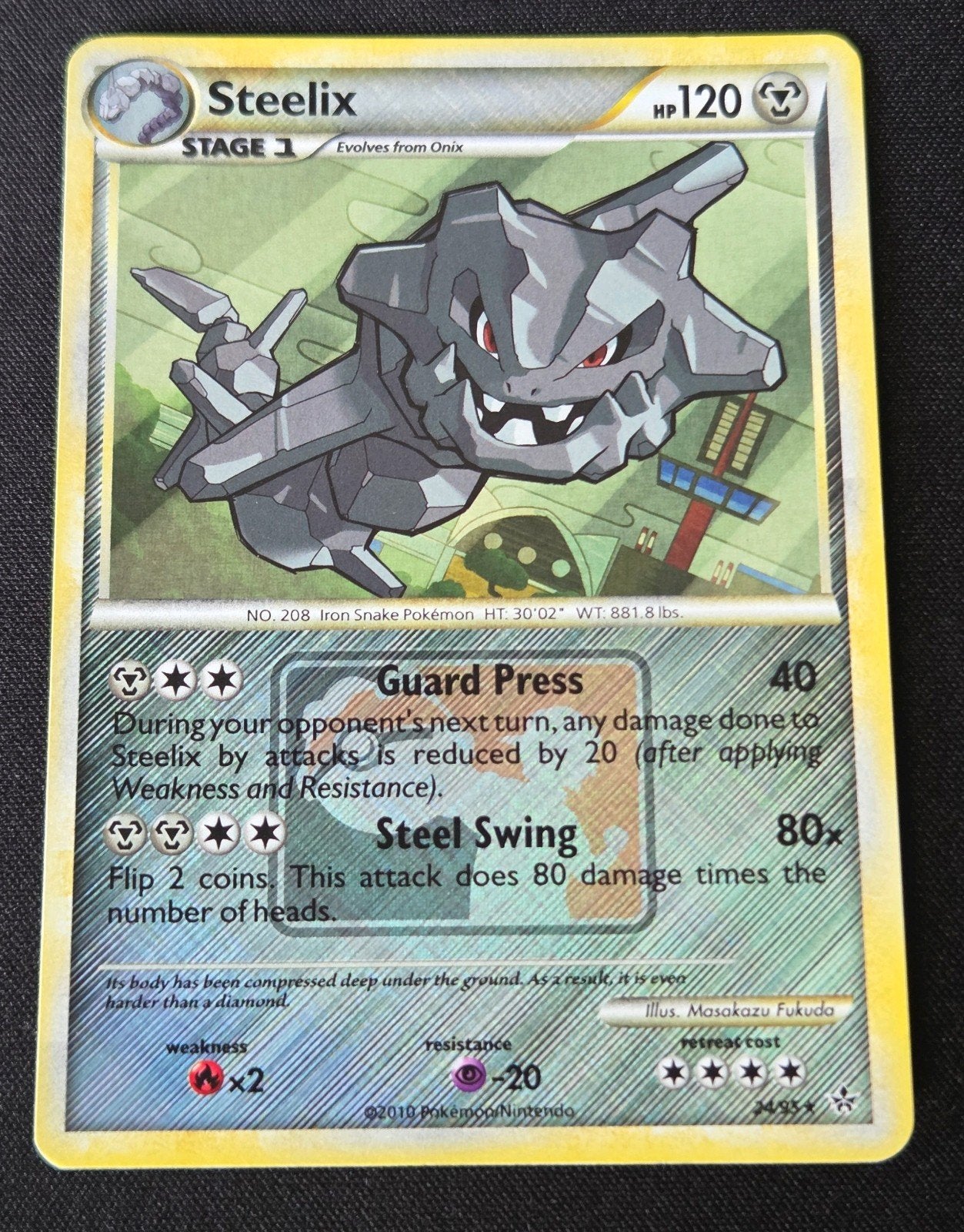 Steelix 24/95 Stamped Staat EX Pokémon kaart, Ophalen, Zo goed als nieuw, Losse kaart