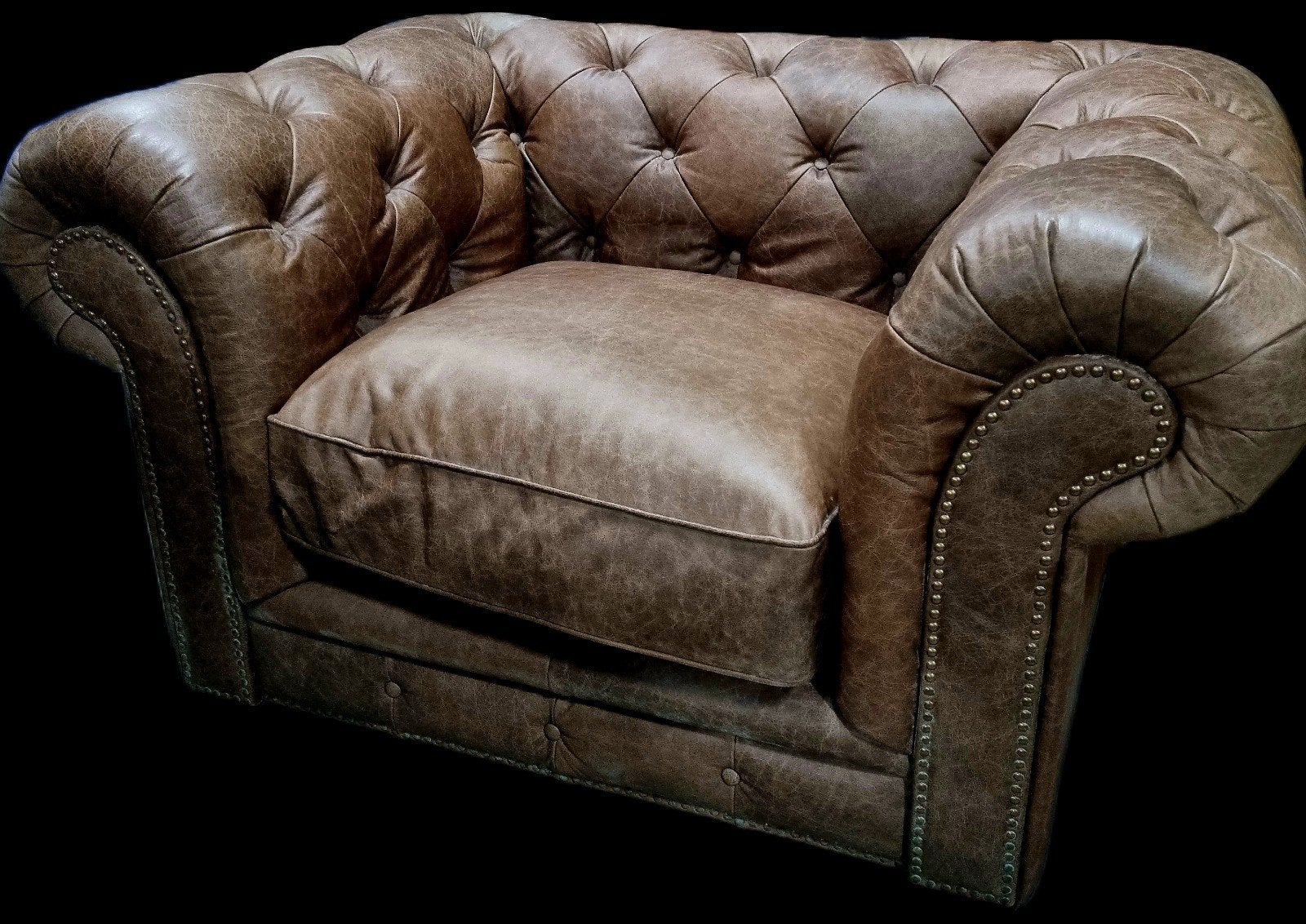 Chesterfield XL club fauteuil bruin leer + BEZORGING, Gebruikt, ., Chesterfield, Ophalen of Verzenden