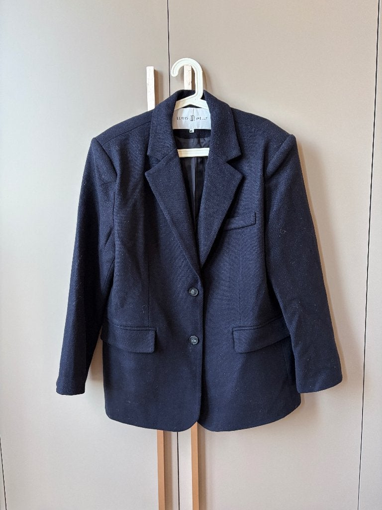 Lewis Melly donkerblauwe blazer van 100% wol. Maat M/L, Maat 38/40 (M), Jasje, Verzenden, Blauw
