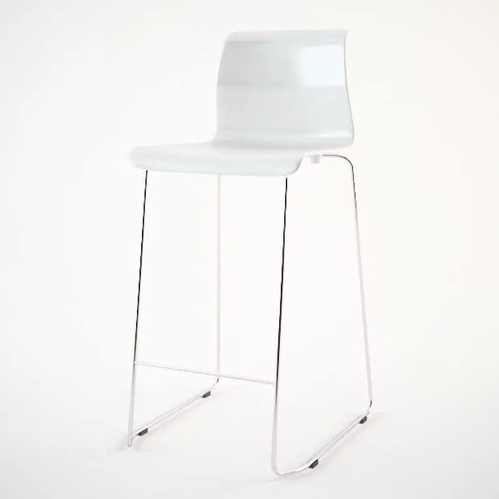 Twee witte Ikea Glenn barkrukken 77 cm, Ophalen, Gebruikt, Met voetsteun, 60 tot 90 cm