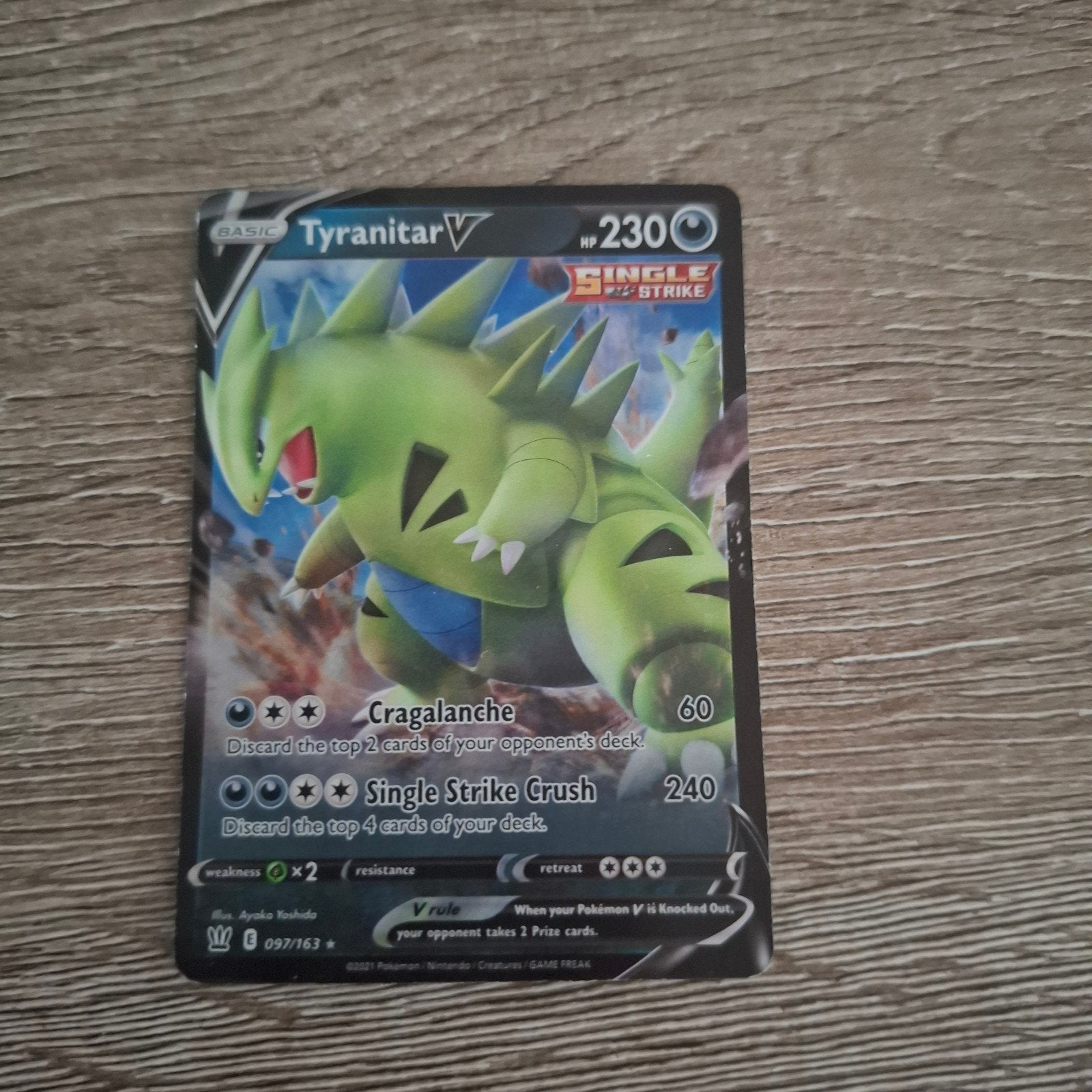 Pokémon Kaart Tyranitar V 097/163 Single Strike, Ophalen of Verzenden