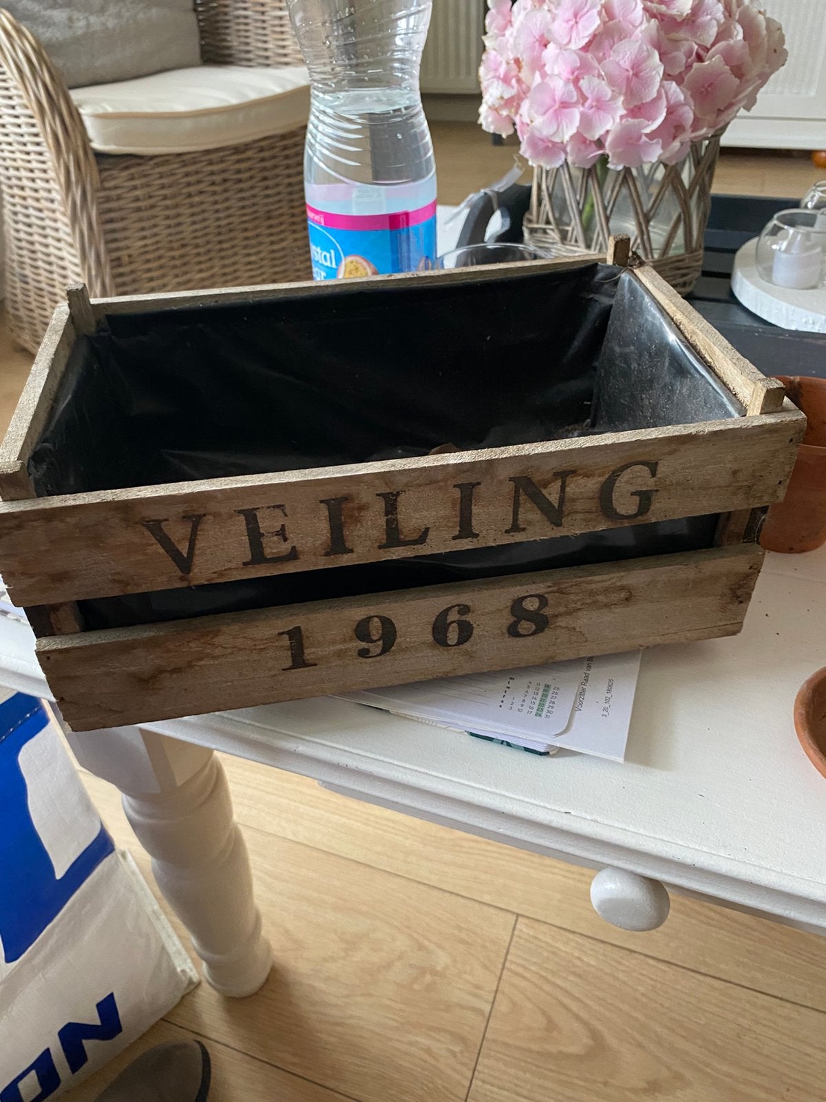 3 houten planten kistjes, Ophalen, Rond, Hout, Minder dan 30 cm