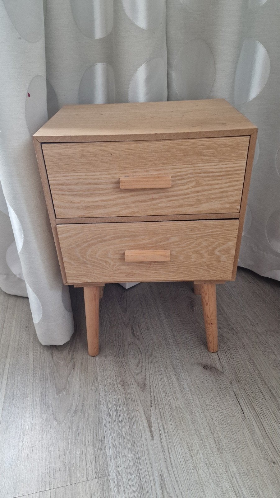 Houten nachtkastje met 2 lades, Ophalen, Minder dan 45 cm