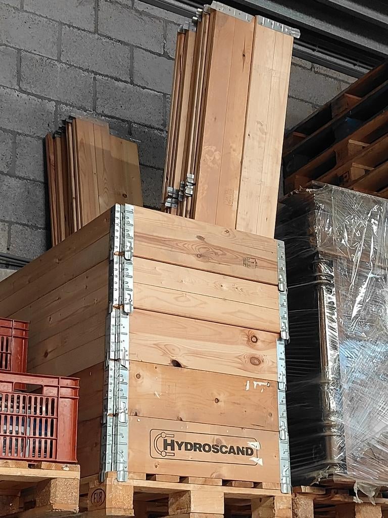 Houten opzetranden voor pallets - Hydroskand, Doe-het-zelf en Verbouw, Kratten en Dozen, Ophalen, Gebruikt, 100 cm of meer, Opvouwbaar