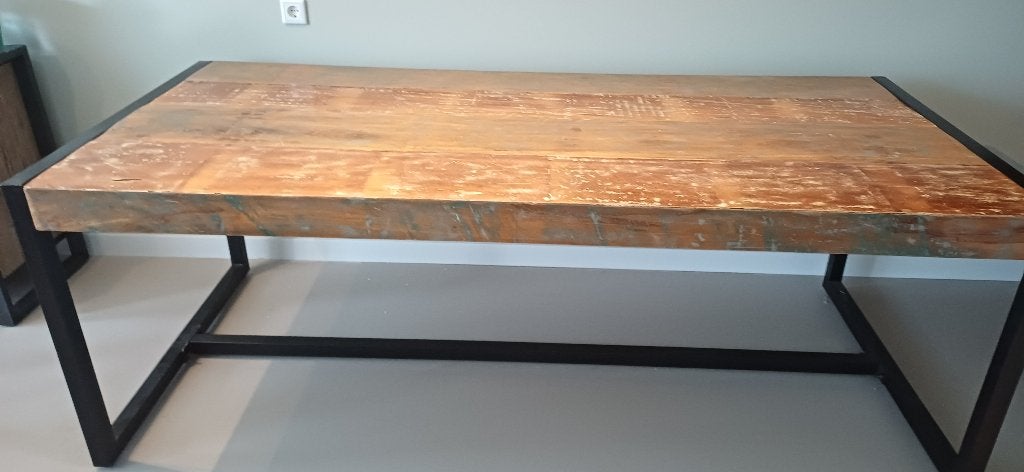 Industriële eettafel, Huis en Inrichting, Tafels | Eettafels, Ophalen, Gebruikt, Overige materialen, 200 cm of meer