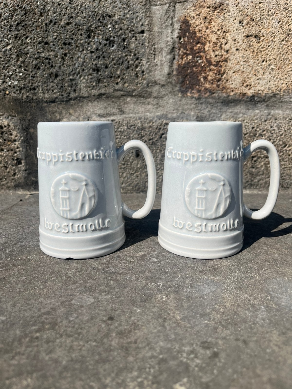Set van 2 Westmalle Trappistenbier keramische bierpullen, Verzamelen, Biermerken, Ophalen of Verzenden, Zo goed als nieuw, Glas of Glazen