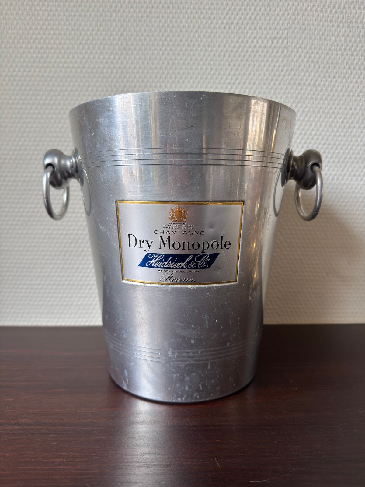 Vintage Metalen Champagne Koeler Dry Monopole, IJsemmer, Flessenkoeler, Gebruikt, Zilver, Ophalen of Verzenden