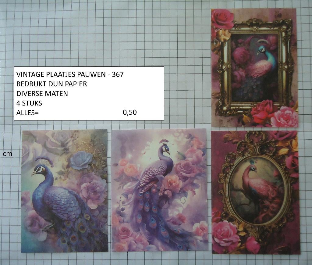 vintage plaatjes pauwen 367 ( alleen verzenden, Ophalen, Nieuw, Dieren, Knipvel