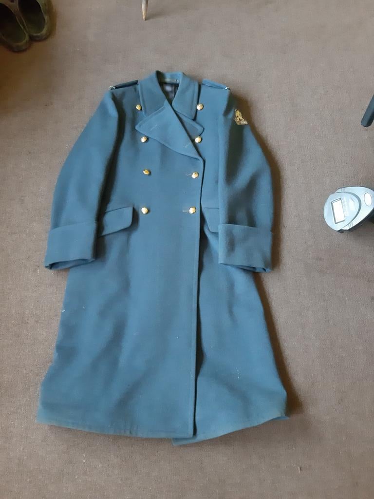 Lange overjas klu blauw wollen jas, Ophalen of Verzenden, Luchtmacht, Nederland, Kleding of Schoenen