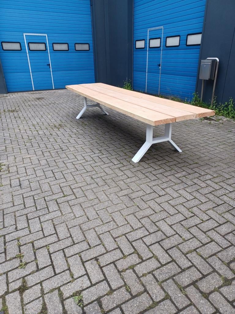 Grote robuuste industriële landelijke tuintafel 4x1 meter, Ophalen of Verzenden, Nieuw, Rechthoekig, Hout