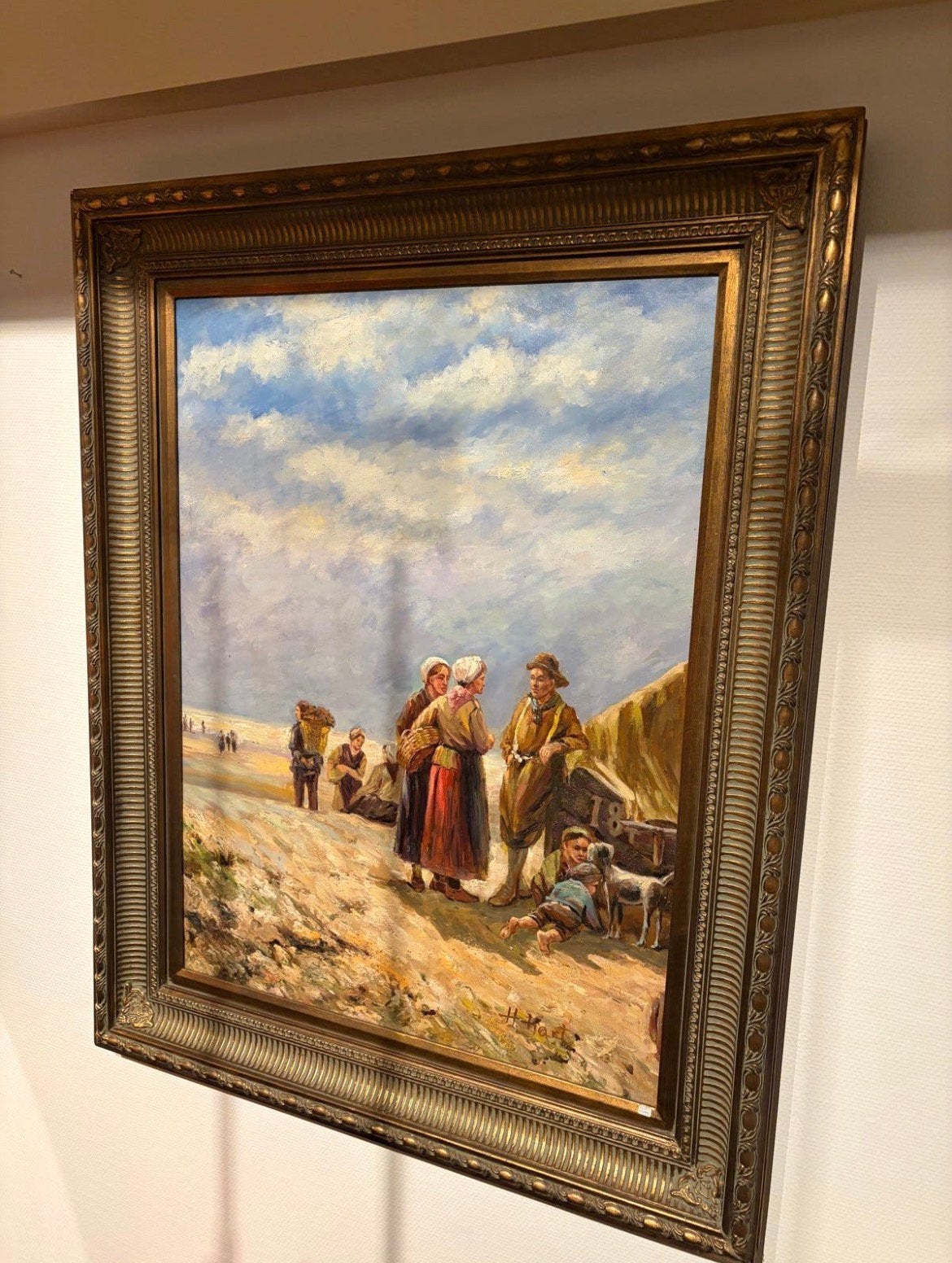 Groot schilderij: Oud Hollandse strandscène Mp, Ophalen, Maritiem / water, Doek, Oud hollands