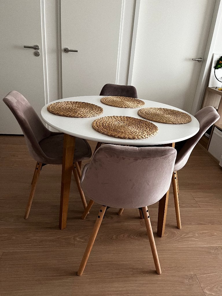 JYSK Round Dining Table (Ø105 cm, White/Natural), Huis en Inrichting, Tafels | Eettafels, Ophalen, Rond, Zo goed als nieuw, Vier personen