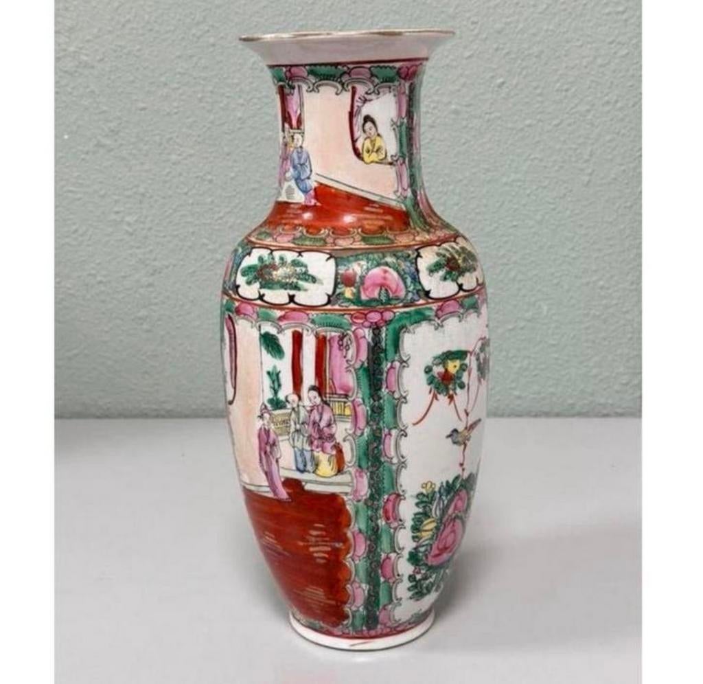 Antiek Famille Rose chinese Vaas Chinees medaillon Porselein, Antiek en Kunst, Antiek | Vazen, Ophalen of Verzenden
