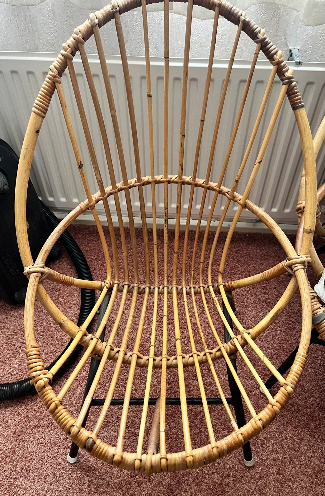 2 rotan stoelen met kussens jaren 70 stoeltjes, Huis en Inrichting, Stoelen, Ophalen, Gebruikt, Bruin, Twee