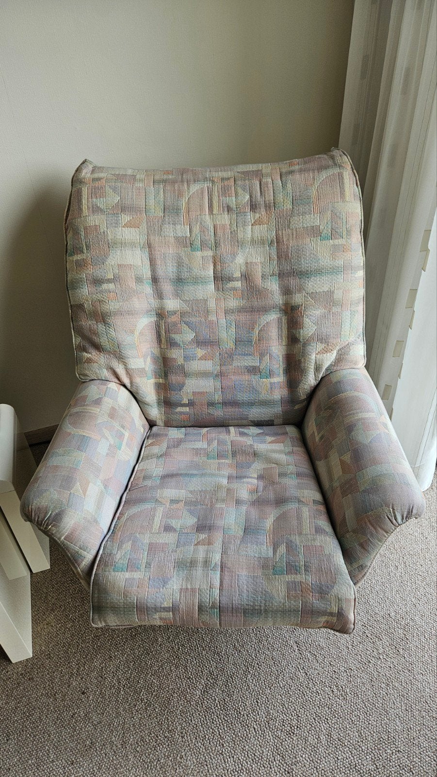 Draaibaar fauteuil gekleurde stof, Ophalen, Gebruikt, 75 tot 100 cm, 75 tot 100 cm