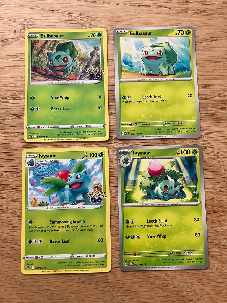 4x Bulbasaur & Ivysaur, Ophalen of Verzenden, Zo goed als nieuw, Meerdere kaarten