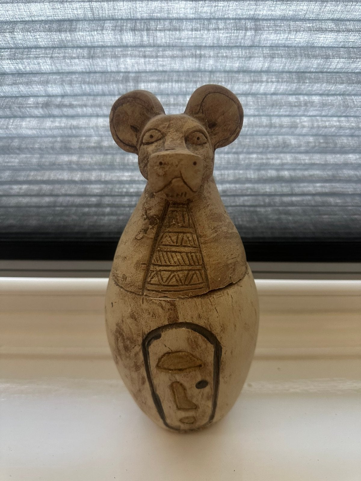 Egyptische canopische pot, Huis en Inrichting, Ophalen of Verzenden, Gebruikt, Steen/keramiek, 21 cm