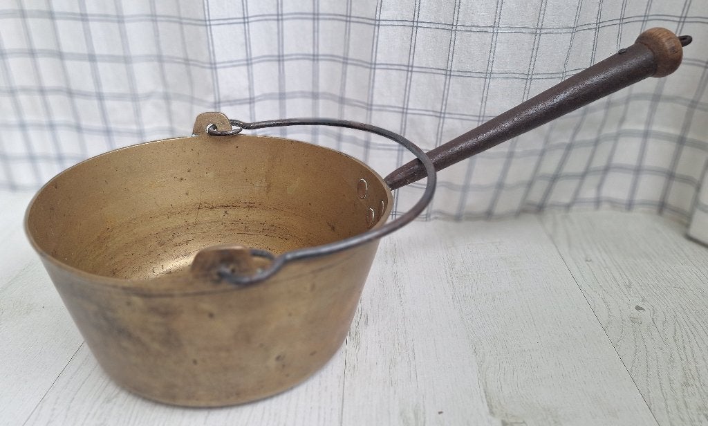 Koperen (of Messing) pan met stalen handvat, Antiek en Kunst, Ophalen of Verzenden, Koper