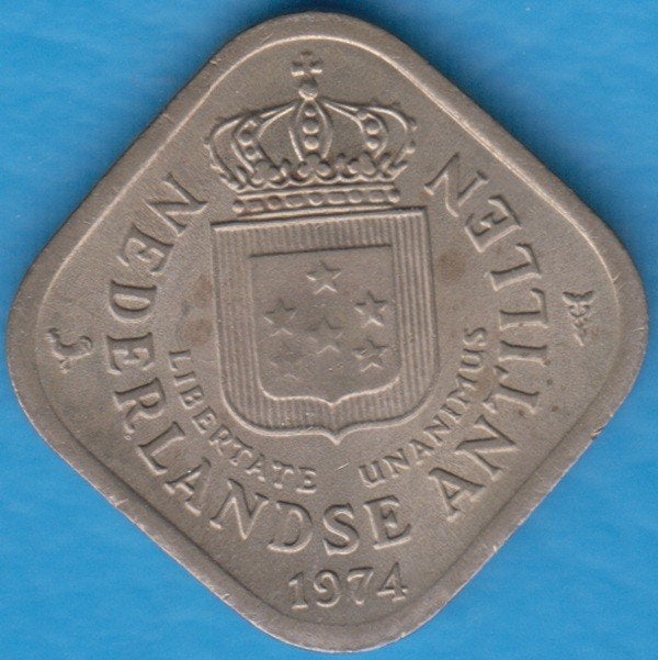 Nederlandse Antillen 5 cent 1974, Scho. 1511 in munthouder, Ophalen of Verzenden, Koningin Juliana, 5 cent, Losse munt