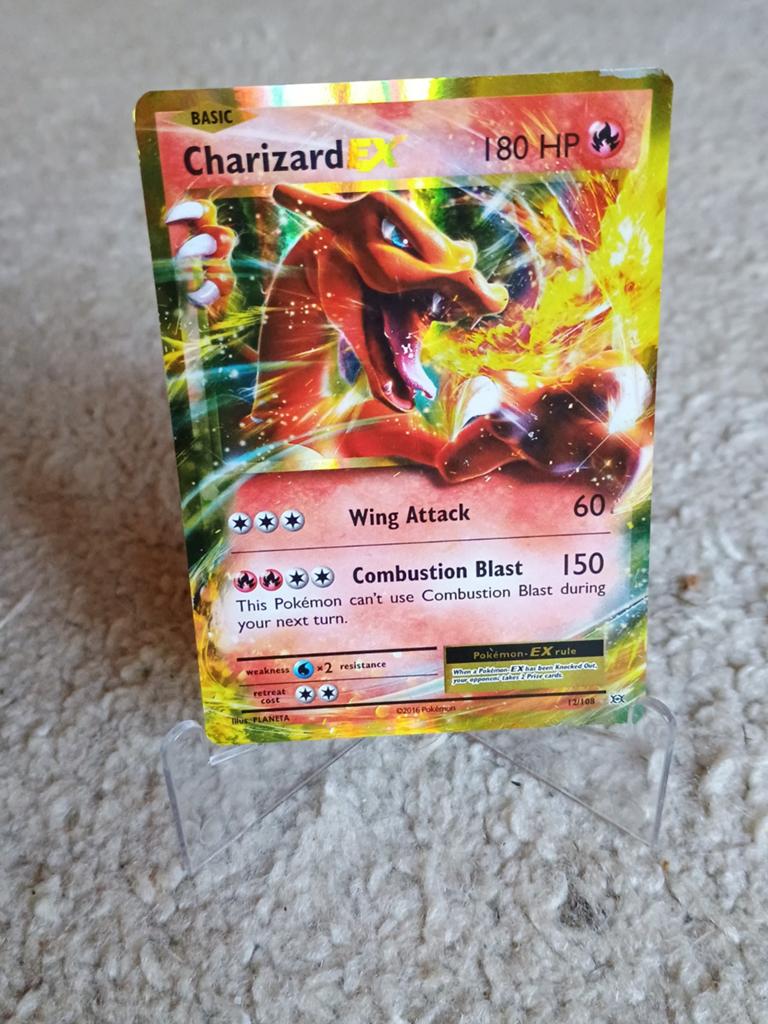 Charizard EX 12/108 evolutions oude pokemon kaart, Ophalen of Verzenden, Zo goed als nieuw, Losse kaart, Foil