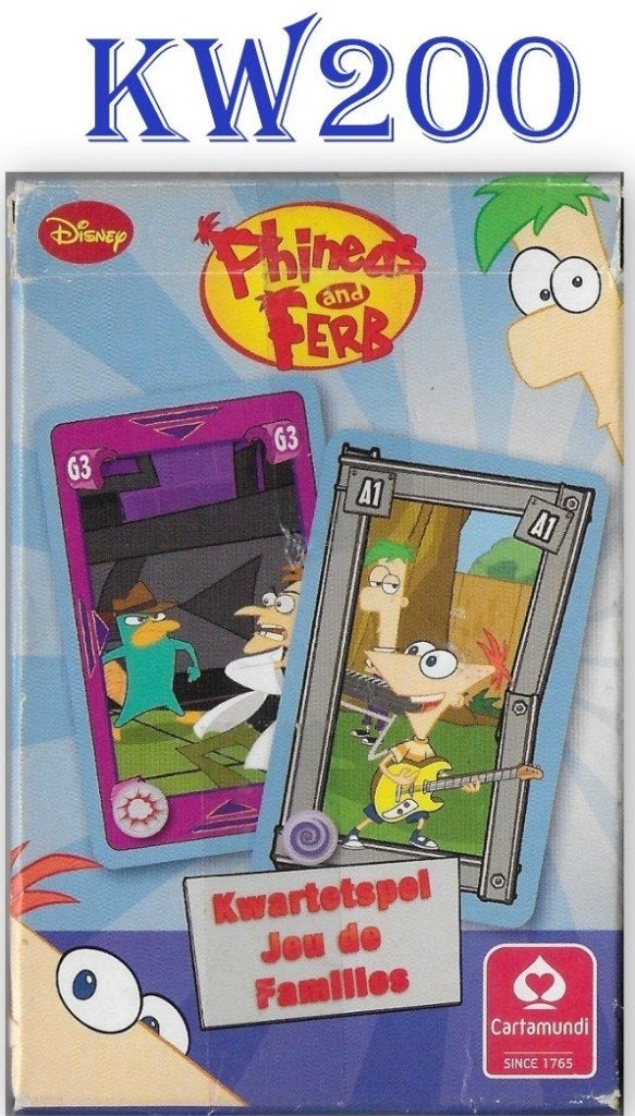 KW200 Phineas en Ferb  Disney Kwartet spel, Ophalen of Verzenden, Zo goed als nieuw, Kwartet(ten)