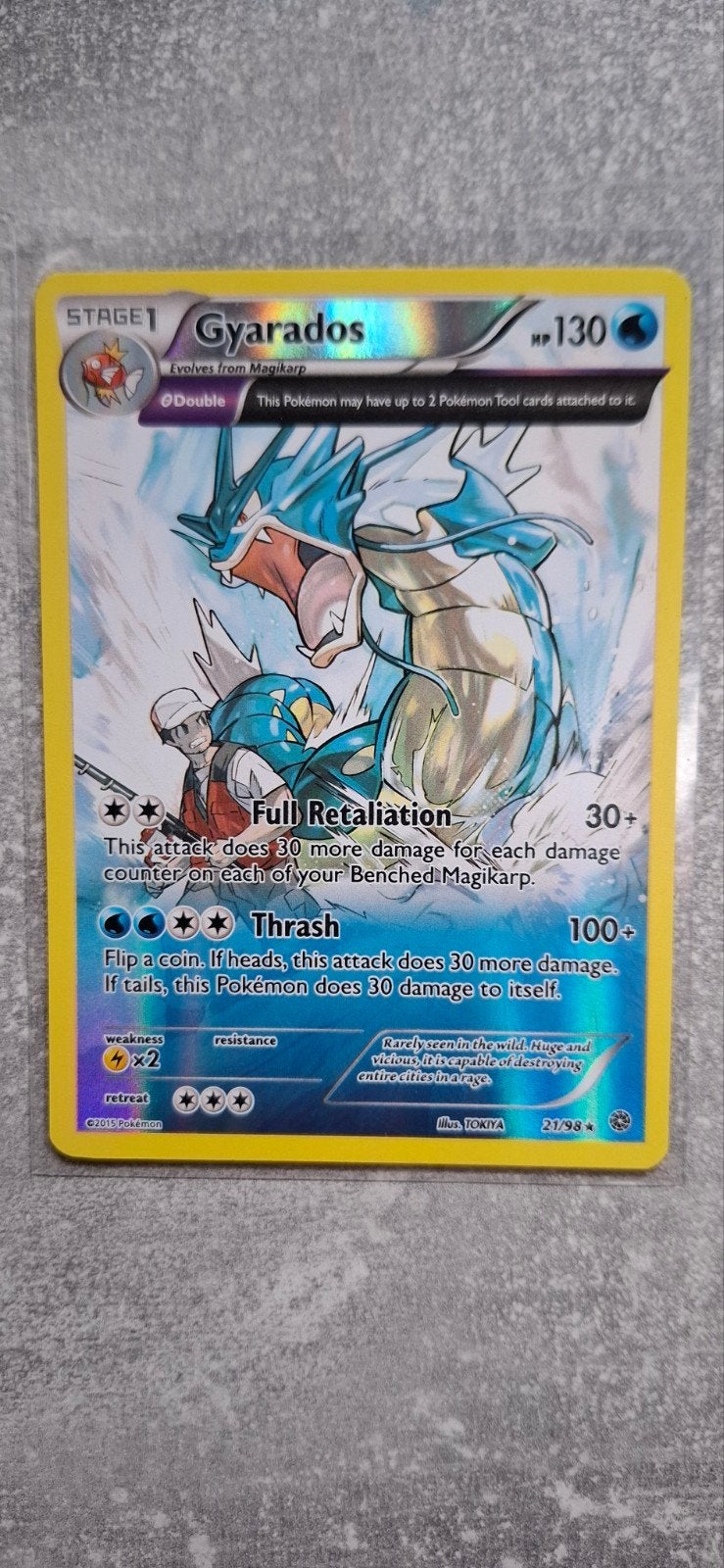 Gyarados #21 Pokemonkaart, Ophalen of Verzenden, Zo goed als nieuw, Losse kaart, Foil