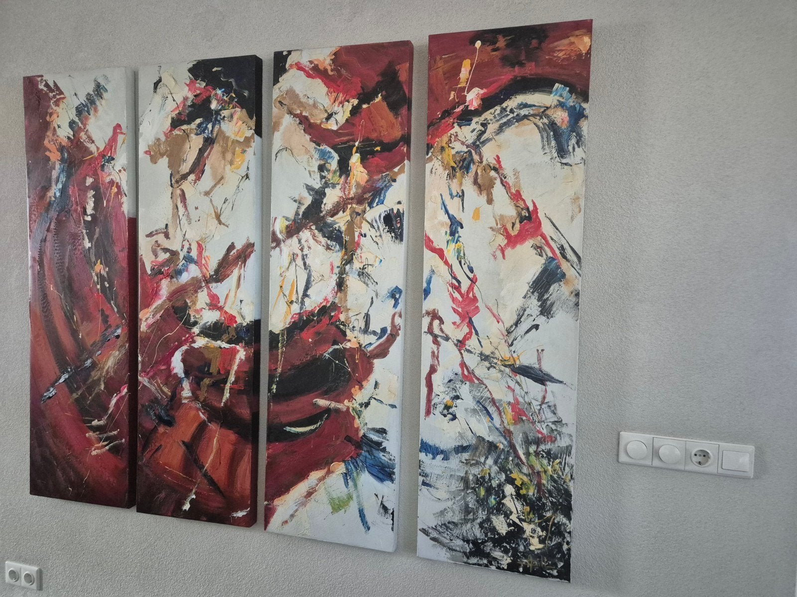 Abstracte schilderijen set - 4 stuks (40x140 cm), Antiek en Kunst, Ophalen