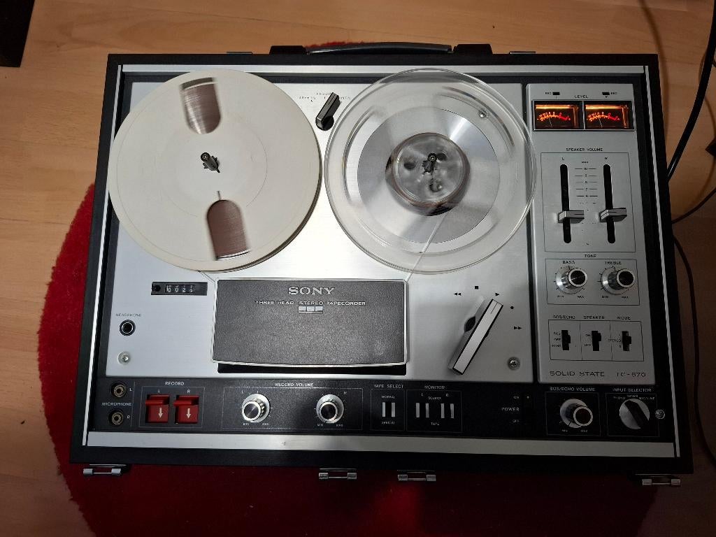 Sony TC-570 Tapecorder, Audio, Tv en Foto, Bandrecorders, Bandrecorder, Met stofkap, Ophalen