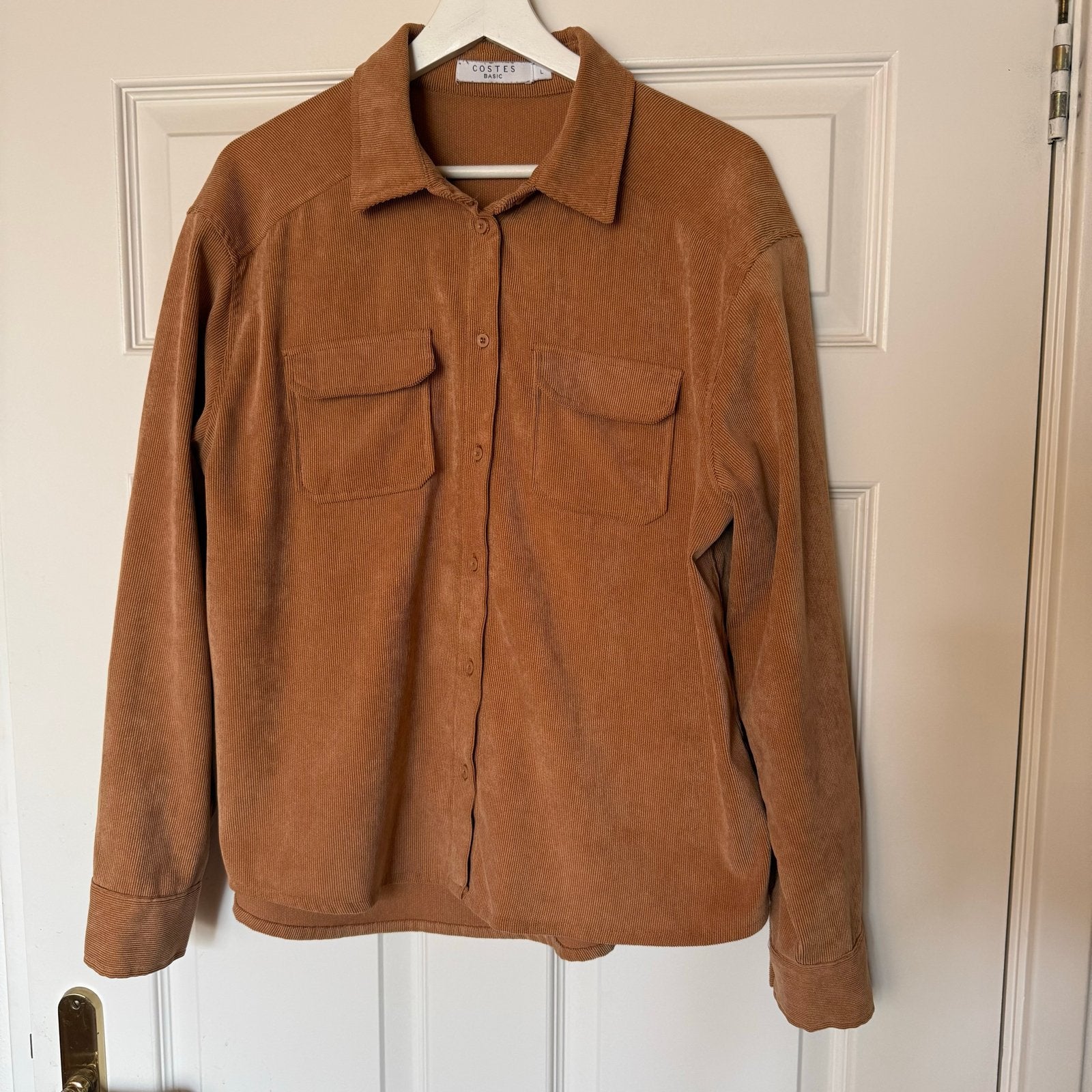 Costes basic bruine corduroy blouse - maat L, Bruin, Maat 42/44 (L), Ophalen of Verzenden, Zo goed als nieuw